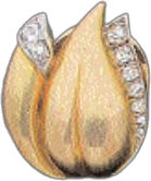 Leaf clip in yellow gold and platinum, underlined with a line of old-cut diamonds. (Aguttes)